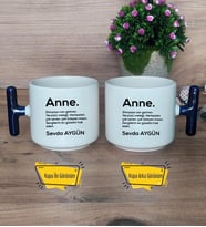 Anne Kupa Bardak T Lacivert Kulplu Anneler Günü Hediyesi Anneye Hediye