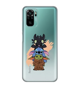 Redmi Note 10/Note 10S Uyumlu Sevimli Baby Yoda ve Stitch Desenli Şeffaf Telefon Kılıfı