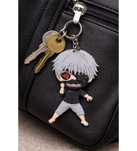 Anime Karakter Figürlü Silikon Anahtarlık Gri Saç Maskeli Tasarım Unisex