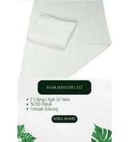 2 li Ayak İzli Banyo Ayak Havlusu %100 Pamuklu Renkli 50X70 Cm Menom (Beyaz)