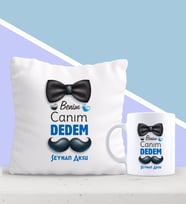BK Gift Kişiye Özel Canım Dedem Tasarımlı Yastık ve Kupa Seti-3 (Model 1)