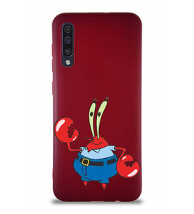 Samsung Galaxy A30S Soft Premier Kapak Bay Yengeç Tasarımlı Silikon Kılıf - Mürdüm (Şeffaf)