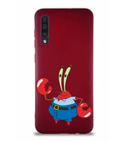 Samsung Galaxy A30S Soft Premier Kapak Bay Yengeç Tasarımlı Silikon Kılıf - Mürdüm (Şeffaf)