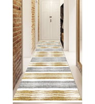Dijital Baskılı Kaymaz Taban Yıkanabilir Modern Yolluk Ve Koridor Halısı NDU-SD-127 (Gold)