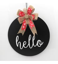 Lora Davet Ahşap Kapı süsü Hello (1 Adet) Siyah - 54218
