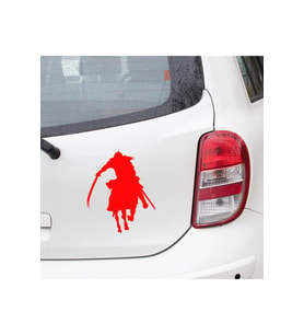 Kılıç Ve At Ile Savaş Cenk Eden Asker Sticker 20cm Kırmızı Renk