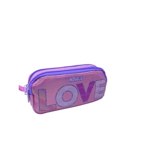 Işıltılı Holografik "LOVE" Baskılı İki Bölmeli Kalemlik