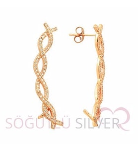Söğütlü Silver Rose zirkon taşlı kıkırdak küpe