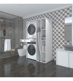 Kenzlife çamaşır-kurutma makinesi dolabı gutasmdf sağ byz 187*120*60 çekmeceli % 100 FULL MDF (Beyaz)