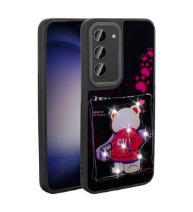 Samsung Galaxy S23 Uyumlu Kılıf Parlayan Kabartmalı İkonik Figürlü Zore Amas Silikon Kapak (Siyah)