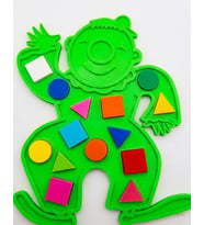 Eğitici Geometrik Şekiller - Renkli Şekil Eşleştirme - Zeka Geliştirici Çocuk Puzzle (Yeşil)