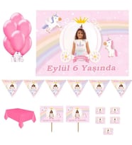 Unicorn Doğum Günü Parti Seti Magnet, PVC kaplı Afiş-