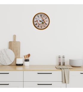 River World Duvar Saati 36 cm Rustic Kitchen Rengi Turuncu