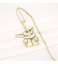 Kişiye Özel Baby Yoda Star Wars Figürlü Kolye 925K Gümüş (Gold)