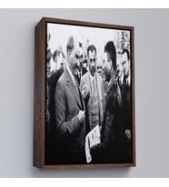 Çerçeveli Atatürk Portre Tablosu Mustafa Kemal Atatürk Dikdörtgen Dekoratif Kanvas Tablo (Beyaz)