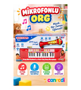 4002120 Elektronik Mikrofonlu Org 24 Tuş Kırmızı -canrodi