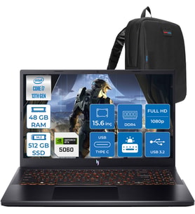 Acer Nitro V15 ANV15 13.nesil Core I7 13620H 48GB 512GB SSD 8GB/RTX5060 75W Gddr7 165Hz IPS Full Hd Freedos Gaming Bilgisayar NHQZAEY001F17+ZETTAÇANTA