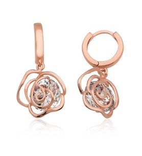 Gümüş Sallantılı Gül Küpe