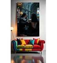 DÖVMECİ RAHİBELER Ev Duvar Salon Güzellik Salonu Ofis Dükkan Dekarasyon Kanvas Tablo (Çok Renkli)