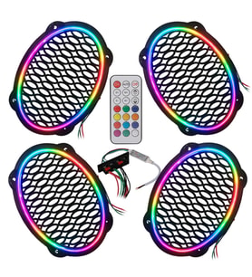 Poke PK-5653 4 Adet Oval Oto Hoparlör Kapağı Kumandalı Pixel Ledli RGB Animasyonlu Kapak