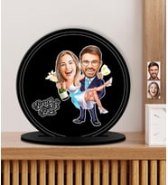 Kişiye Özel Karikatürlü Gelin Damat - Çift Ahşap Plak - Biblo