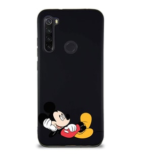 Xiaomi Redmi Note 8 Soft Premier Kapak Mickey Mouse-F Tasarımlı Silikon Kılıf - Siyah (Şeffaf)