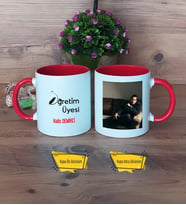 Öğretim Üyesi Kupa Bardak Kırmızı Fotoğraflı Öğretmenler Günü Hediyesi
