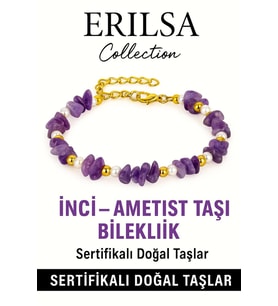 Sertifikalı Kırık Taşlı Model İnci – Ametist Taşı Bileklik – Sakinlik ve Ruhsal Denge (Çok Renkli)