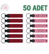 Kırmızı & Pembe, 50’li Set, İsim Yazılabilen Deri Anahtarlık, Kurumsal Seminer Katılımcılarına Anı