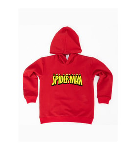 Spiderman baskılı örümcek adam kapüşonlu pamuklu kumaş çocuk sweatshirt (Kırmızı)