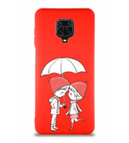 Xiaomi Redmi Note 9 Pro Soft Premier Kapak Aşk Tasarımlı Silikon Kılıf - Kırmızı (Şeffaf)