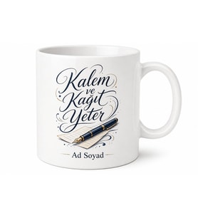 Kalem ve Kağıt Yeter Yazılı Kupa Bardak Özel Tasarım Hediye
