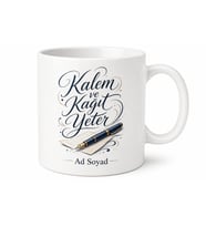 Kalem ve Kağıt Yeter Yazılı Kupa Bardak Özel Tasarım Hediye