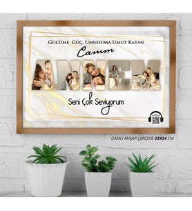 Anneye Özel Ahşap Çerçeve– Anneler Günü Hediyesi, Annneye Doğum Günü Hediyesi, Yıl Dönümü Hediyesi, Kişiye Özel Hediye, Fotoğraflı Hediye