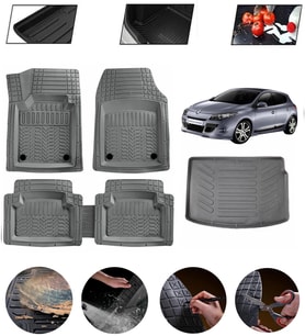 Renault Megane 3 Hatchback 2009-2016 Uyumlu Paspas Araca Özel Bagaj Havuzu MBS Gri