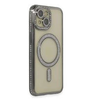 iPhone 13 Kılıf Joke Simli Magneticsafe Kılıf - Gri