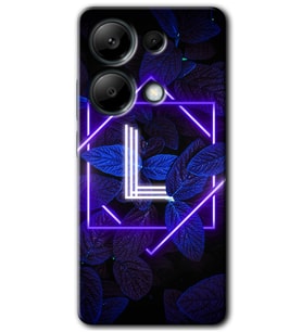 Poco M6 Pro Kılıf HD Desen Baskılı Kılıf - Dark Neon Yaprak L Harfi
