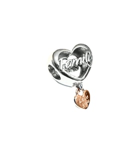 Aile Sevgisi Kalp Charm  925 Ayar Gümüş