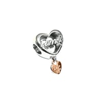 Aile Sevgisi Kalp Charm  925 Ayar Gümüş