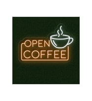 OPEN COFFEE Yazılı ve Şekilli Neon Tabela