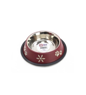 Playfull Renkli Desenli Kedi Köpek Çelik Mama Kabı 16 OZ (SWT2314) (Bordo)