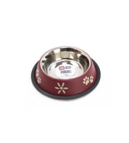 Playfull Renkli Desenli Kedi Köpek Çelik Mama Kabı 16 OZ (SWT2314) (Bordo)