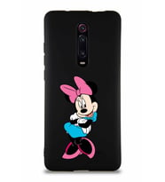 Xiaomi Mi 9T Soft Premier Kapak Minnie Mouse-D Tasarımlı Silikon Kılıf - Siyah (Şeffaf)