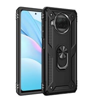 Xiaomi Mi 10T Lite 5G Kılıf Metal Solid Yüzüklü Standlı Military Ring SRS (Siyah)