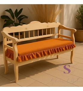 EL YAPIMI BULDAN YIKANMIS KETEN 4 TARAFI FIRFIRLI BANK MİNDERİ 110x50x5cm (Kiremit)