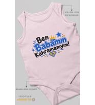Ben Babamın Kahramanıyım Sıfır Kollu Bebek Zıbını %100 Pamuk