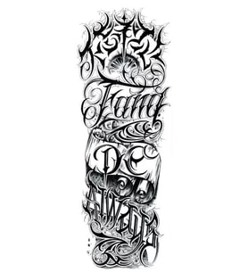 Caş Dekorasyon Geçici Yazı Detaylı Dövme Tattoo