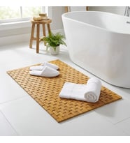 Doğal Bambu Banyo Paspası (42x62 cm) - Suya Dayanıklı Ahşap Duş Önü Paspas Spa ve Sauna Tipi Izgaralı Banyo Matı