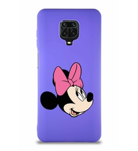 Xiaomi Redmi Note 9 Pro Soft Premier Kapak Minnie Mouse-A Tasarımlı Silikon Kılıf - Mor (Şeffaf)