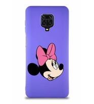 Xiaomi Redmi Note 9 Pro Soft Premier Kapak Minnie Mouse-A Tasarımlı Silikon Kılıf - Mor (Şeffaf)